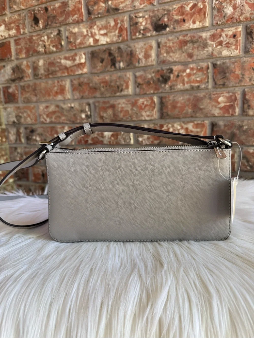 Michael Kors Pebbled Leather Crossbody in Light Gray